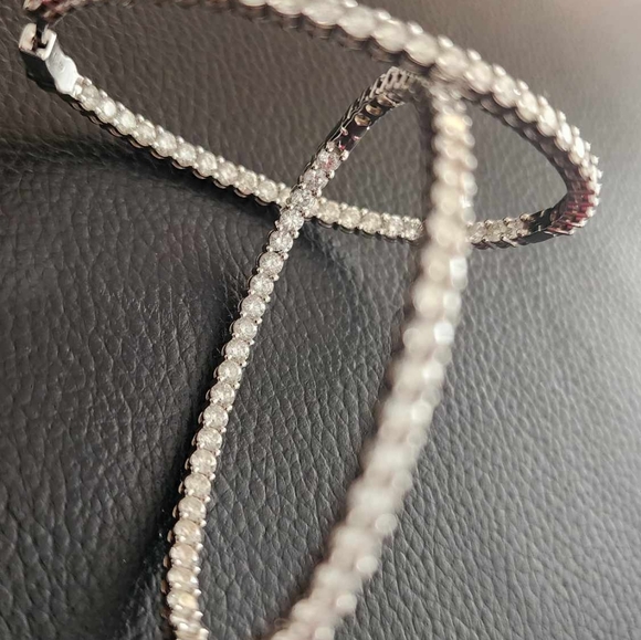 IN AND OUT DIAMOND HOOPS 7 CARATS - Picture 2 of 5